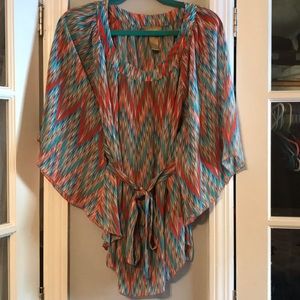 Summer vibrant tie-around blouse